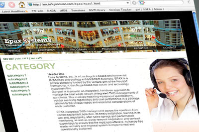 Epax Systems - web site layout